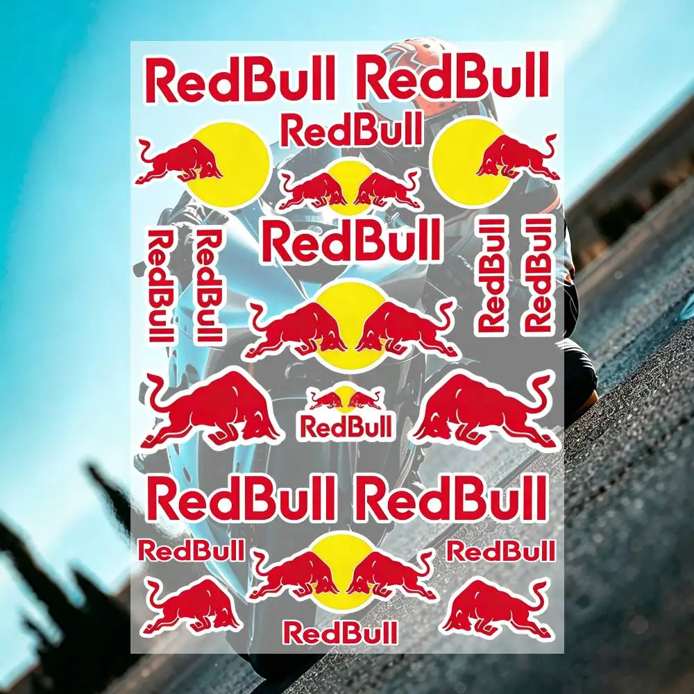 Red Bull Creative Motorcycle Stickers Waterproof For Motorbike Fuel Tank Helmet Box Scooter DIY Car Universal Decals
