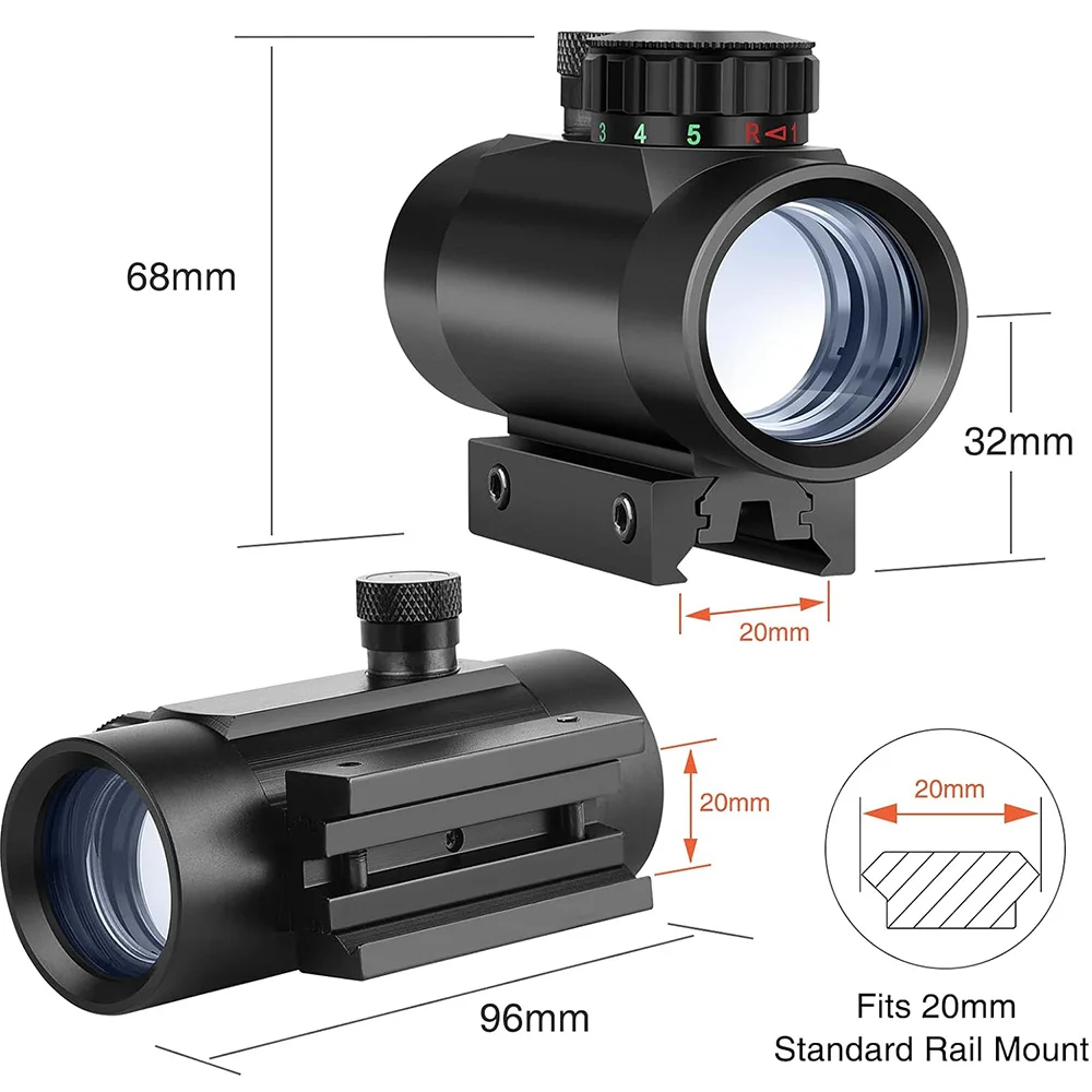 1X30mm Red Dot Sight Scope Tactical Riflescope Green Red Dot Collimator Reflex Sight Hunting Opticals For 11mm/20mm Rail Mount