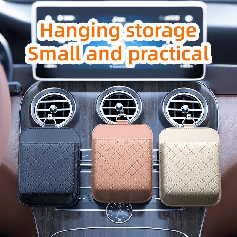 

1pc Car Air Vent Storage Bag - Vehicle-Mounted Organizer Box, Hanging Car Phone Pouch, In-Car Storage Accessories