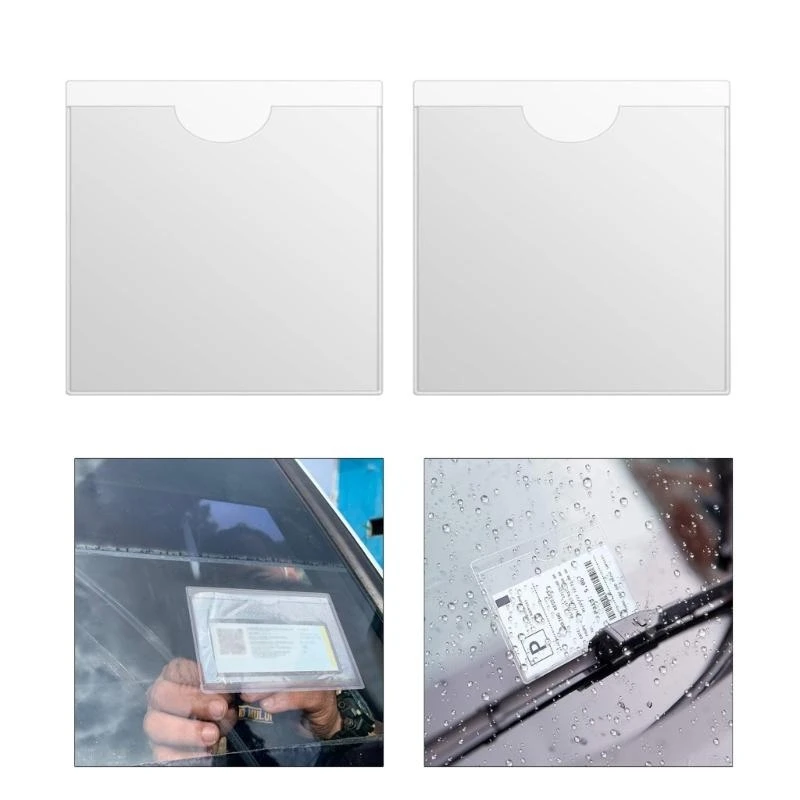 

Clear Self-Adhesive Ticket Note Holders Car Windscreen Pass Holder Note Placard