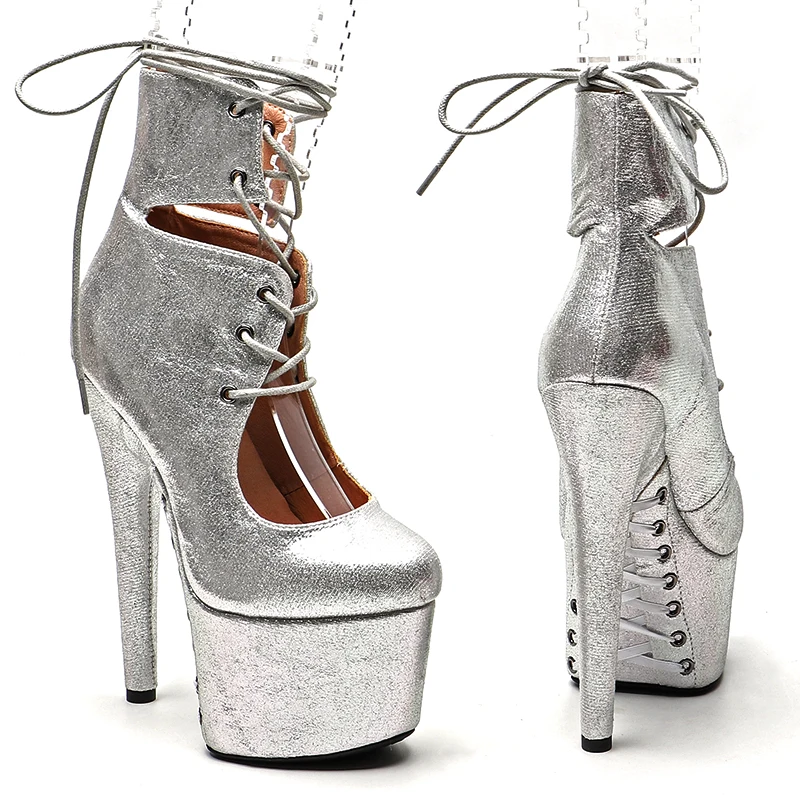 Leecabe  17CM/7inches  PU upper Trendy fashion ankle boots High Heel platform  stripper heel Pole Dance boot