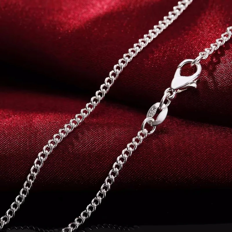 New 925 Sterling Silver Necklace 16/18/20/22/24/26/28/30 Inches 2MM String Chain For Women Men High Quality Jewelry Gifts