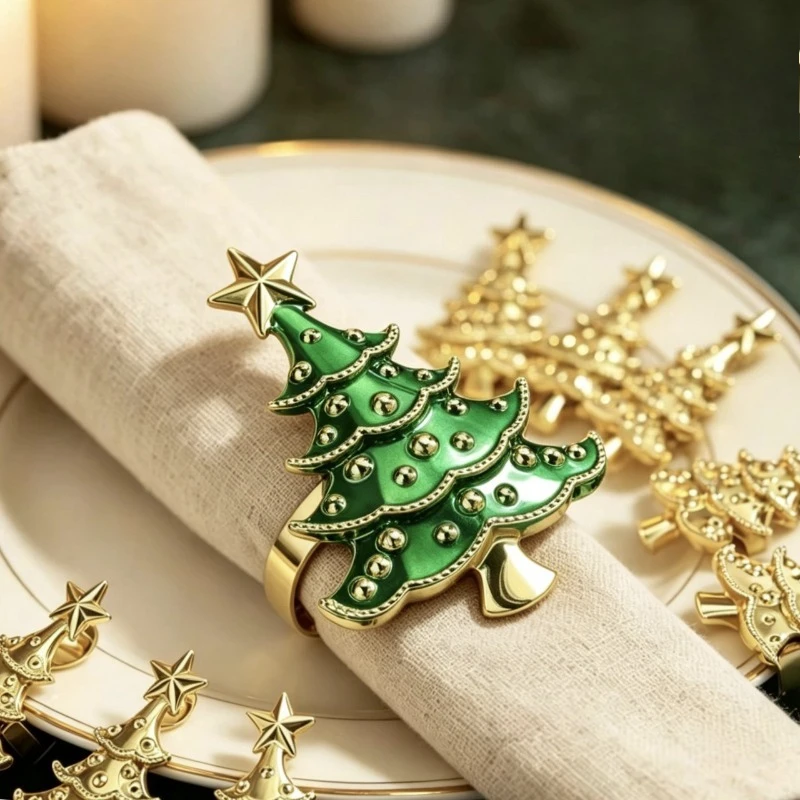 Christmas Metal Napkins Clasps Christmas Tree Decorations Christmas Home Kitchen Table Decorations New Year Party Supplies