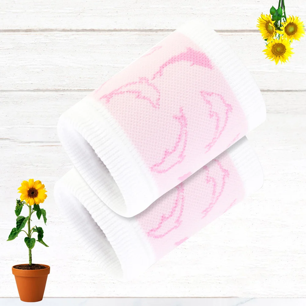 

Pair of Pink Sweat Absorption Wristbands Durable Breathable Wrist Brace for Indoor Outdoor Fitness Protective Sports Wrist