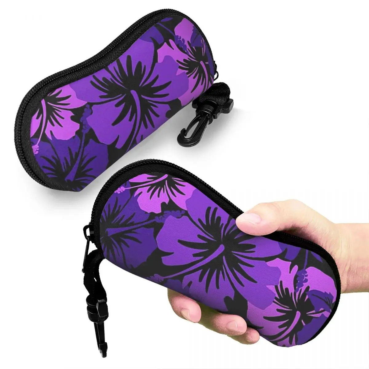 エピックハイビスカスハワイアンフローラルアロハシェルメガネケースプロテクターサングラスボックス女性男性ソフト眼鏡バッグポーチ