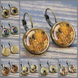 Ancient Egyptian Earrings Isis Cleopatra Dome Glass Inlaid Vintage Copper Earhook Fashion Jewelry Accessories Ear Hook Gift