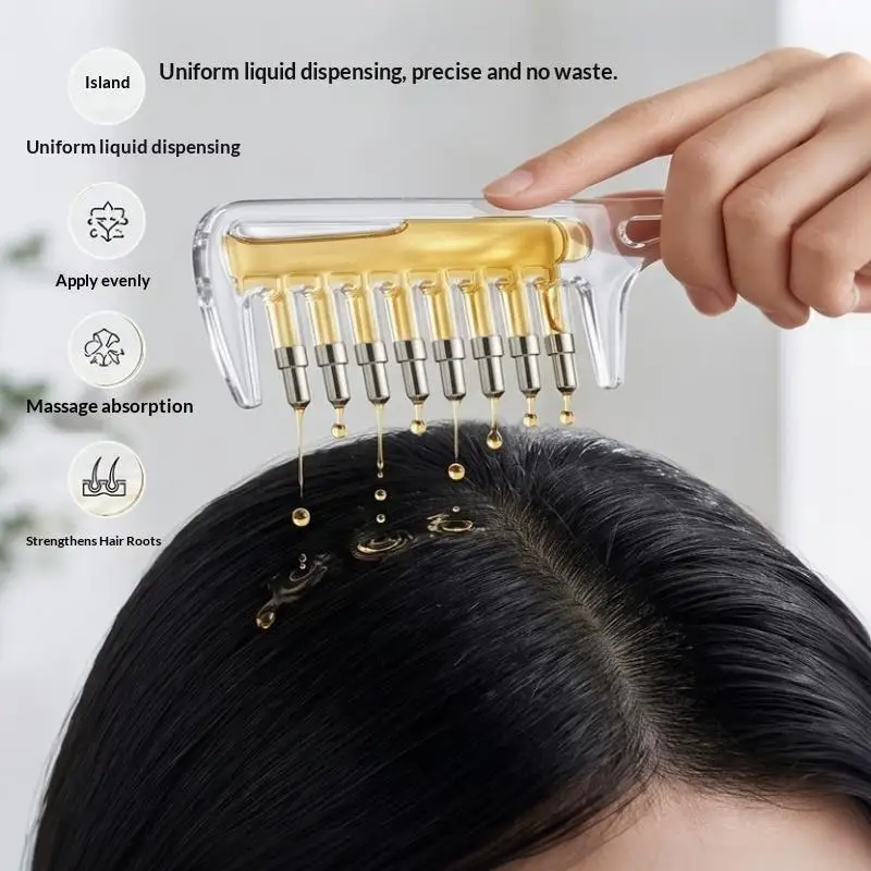 Portable Transparent Essential Oil Applicator Hair Root Comb Liquid Guide Scalp Massage Anti Leak Hair Care Tool