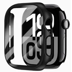 Tempered Glass+cover For Apple Watch Accessories 45mm 44mm 41 40 42mm Screen Protector Apple watch Case serie 10 9 4 5 6 SE 7 8