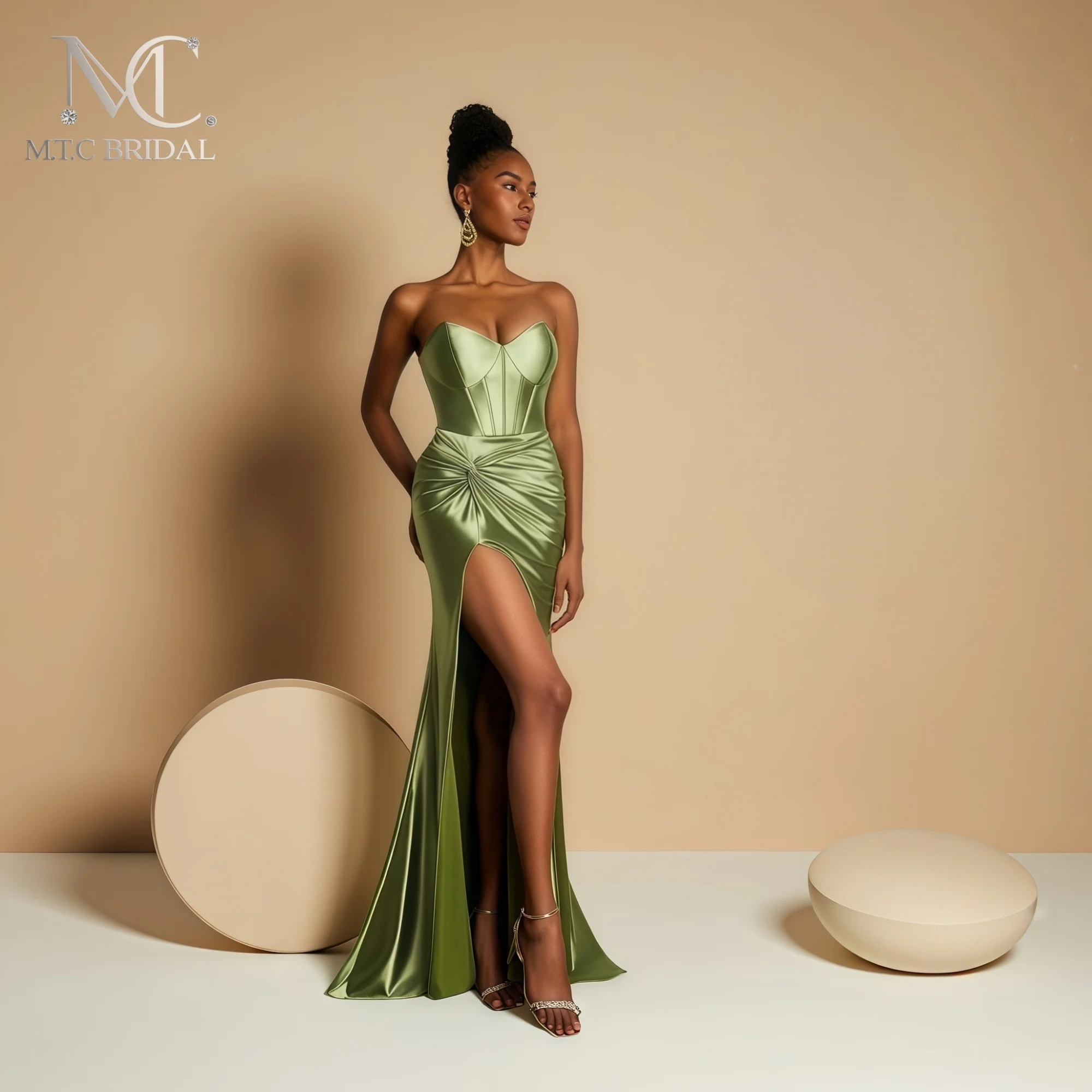 Eleagnt Olive Green long 2026 Evening Dress Sweetheart High Split Mermaid Black Women Prom Party Gowns Custom Made