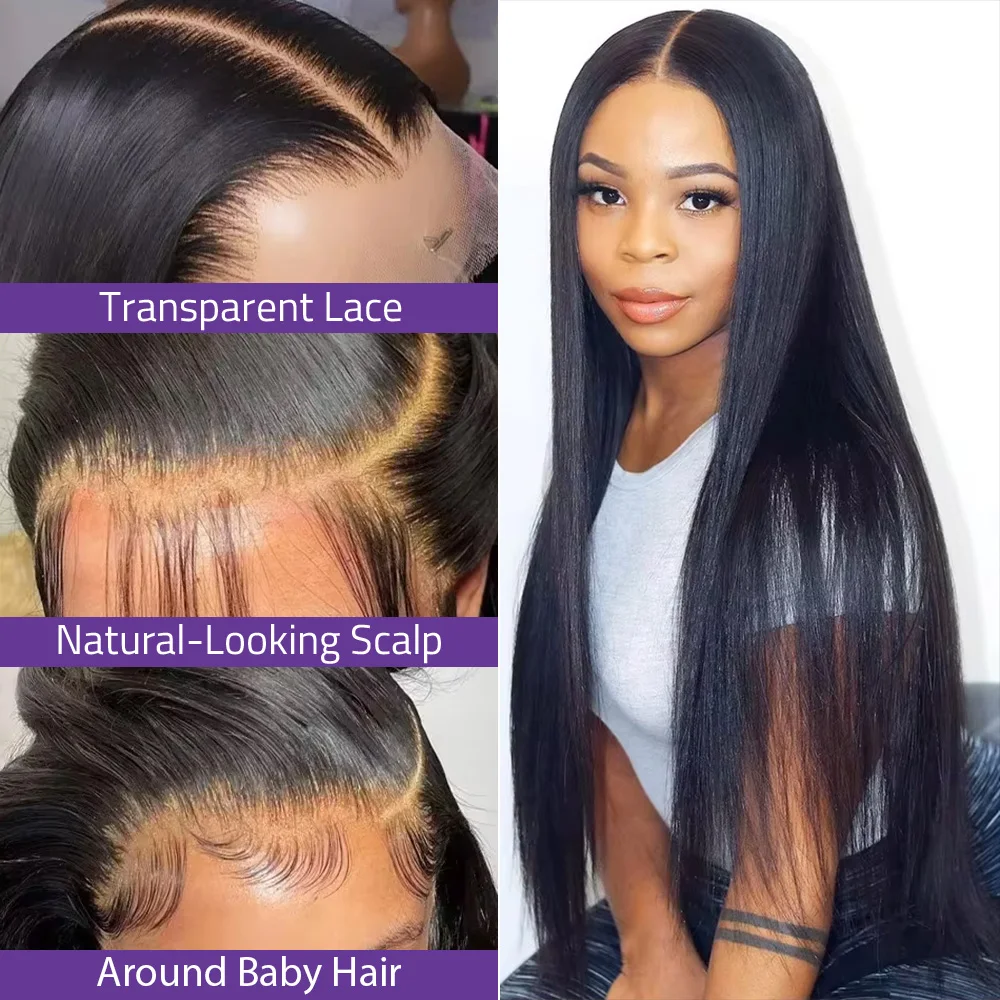 30 38 بوصة العظام مستقيم 5x5 غلويليس الدانتيل شعر مستعار أمامي 13x6 HD الدانتيل الشفاف أمامي البرازيلي خصلات الشعر المستعار الإنسان قبل قطعها