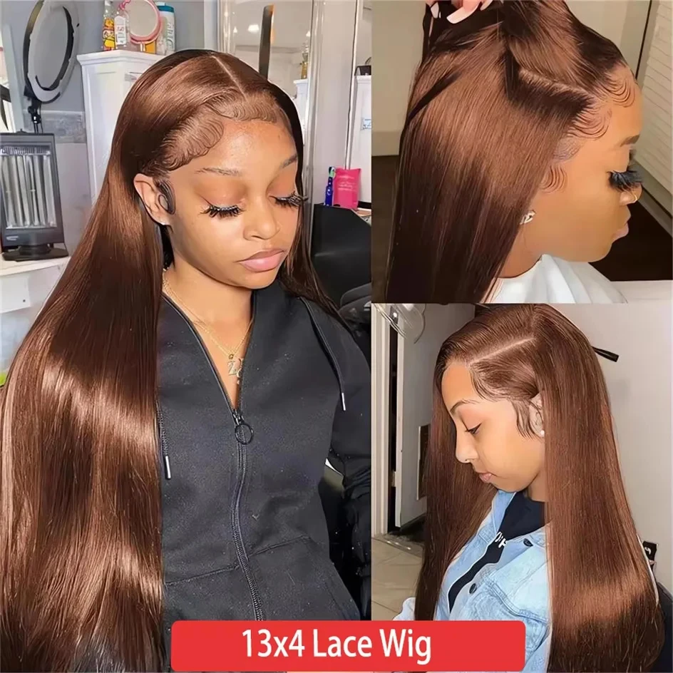 الشوكولاته براون مستقيم الدانتيل الجبهة الباروكات 13x6 شفافة الدانتيل الباروكة الأمامية قبل قطعها ريمي 13x4 البرازيلي خصلات الشعر المستعار الإنسان 200%