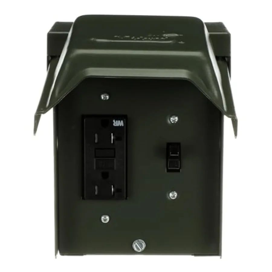 

U010S010GRP Power Outlet with Switch • 20 Amp Backyard Outlet with Switch and GFI Receptacle • Weather-Resistant • GFCI Safety