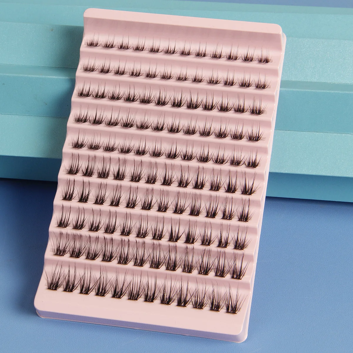 10 Rows Soft Cluster Wide Stem Individual Lashes C D dd Curl Fake Eyelashes Wholesale Natural Density Segmented Grafting Lashes