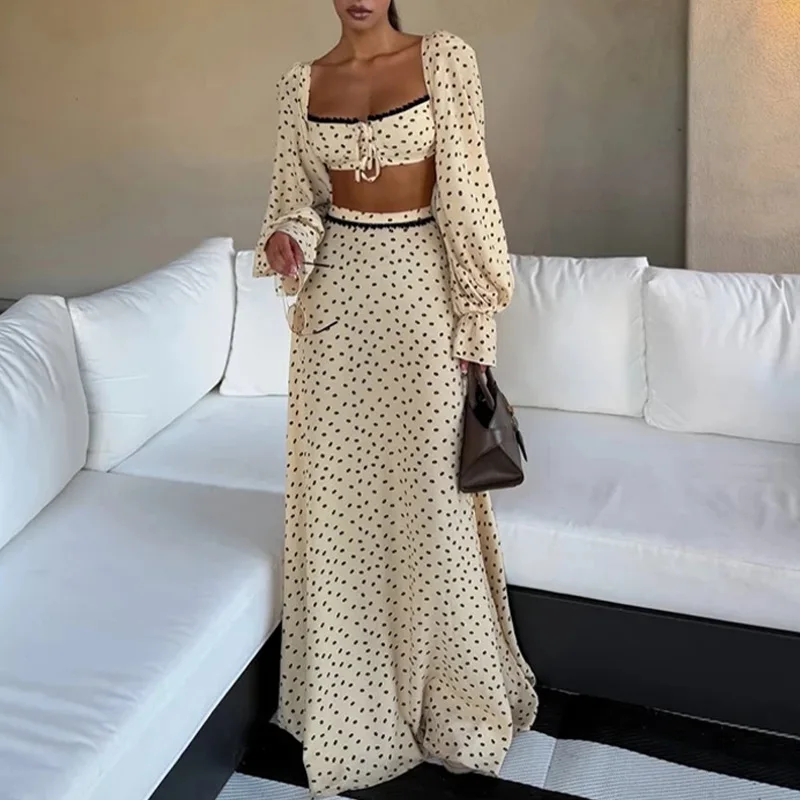 

2026 Summer New Women Commuter Printed Maxi Dress Two Piece Outfit Soft Light Breathable Chic Daily Casual Beach Outdoor Holiday