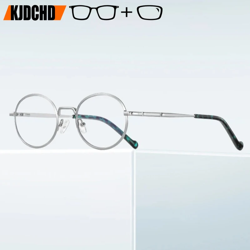 

Очки KJDCHD в ретро-стиле, маленькие овальные, для женщин, высококачественные металлические, с фотохромными линзами, для компьютера, оптические, на заказ