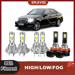 Car LED Light High Beam Low Beam Foglight 6000K White For Mercedes-Benz C Class W204 2007-2014 2008 2009 2010 2011 2012 2013