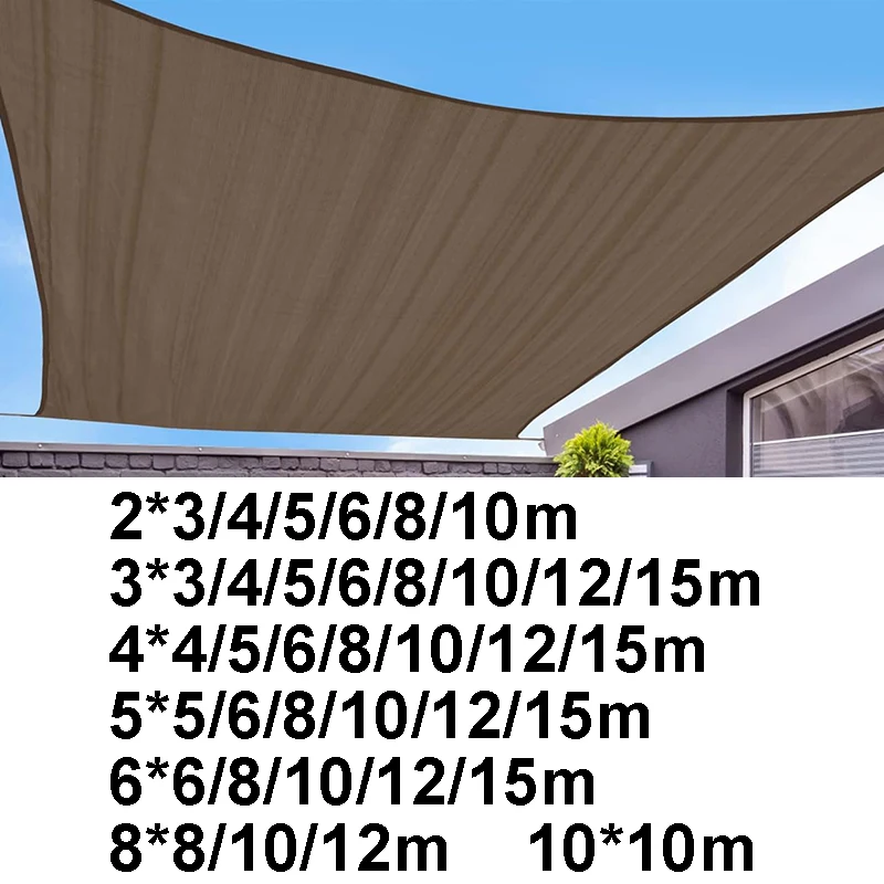 

Large Sun shade Sail Thicken Sun Shelter Anti-UV 4mx4 5x5 6x6 8x8 10x10 Outdoor Yard Garden Balcony Camping Khaki Sunshade Sail