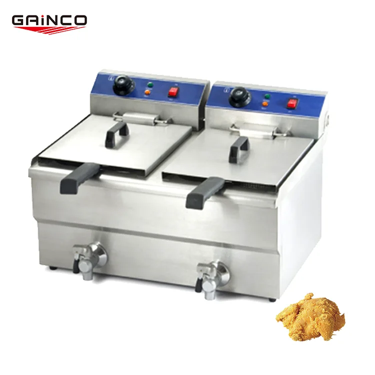 10L+10L Potato Chips Frying Machine Restaurant Commercial 2-Tank 2-Basket Electric Deep Fryer