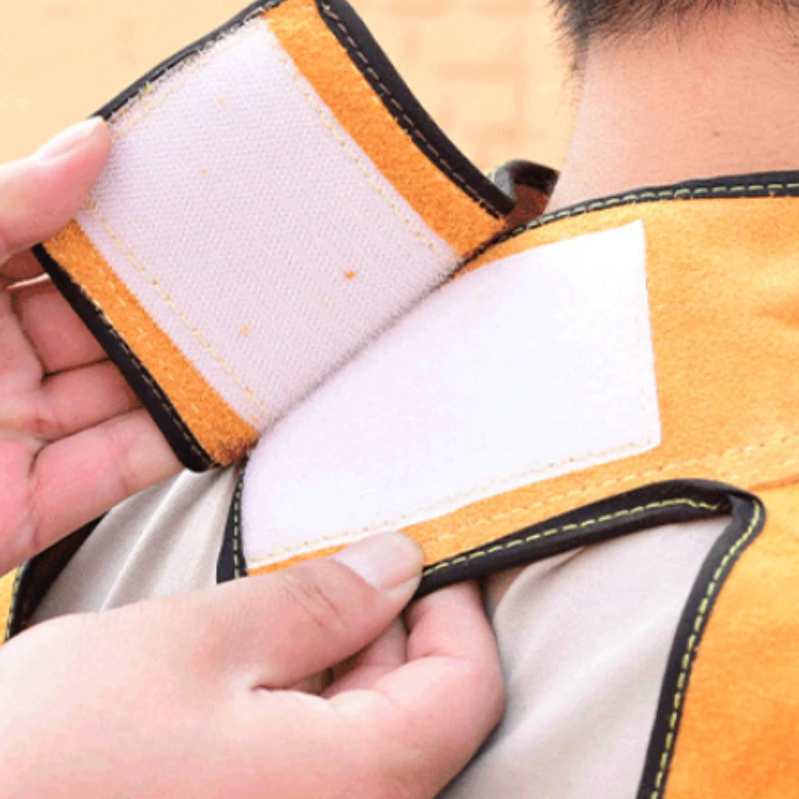 Cowhide Weld Coat Long Sleeves Leather Heat-Resistant Jacket Heat-Resistant Coat Flap Pocket Flame-Resistant Leather Jacket