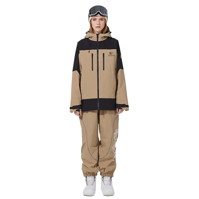 New Winter Hooded Skiing Suit Women Outdoor Loose Skiing Suit Men Single Board Warm Windproof Waterproof Breathable Snow Suit