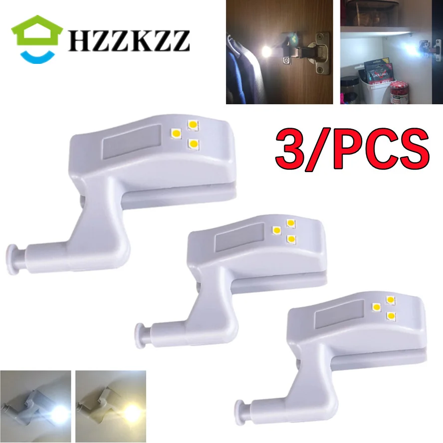 

Universal 3 pcs LED Under Cabinet Light Universal Wardrobe Light Sensor Led Armario Inner Hinge Lamp For Cupboard Closet Kitchen