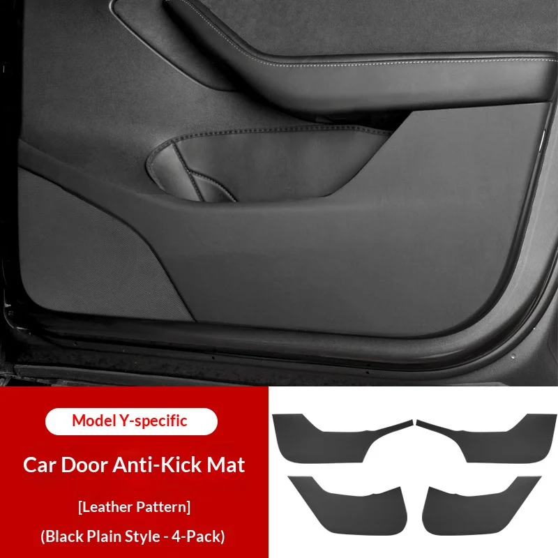 HOMEFISH For Car Door Anti Kick Pad Leather Sticker Trim Kit For Tesla Model Y Juniper Side Door Protector Interior Decoration