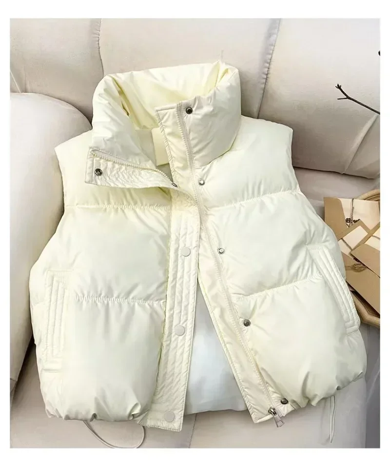 Doudoune en coton à col montant pour femme, gilet chaud pour femme, veste matelassurera décontractée, automne, hiver, 2024