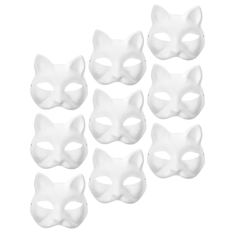 9 Pcs Mask Blank DIY Masks Prom White Paper Paintable for Carnival Masquerade Unpainted Cosplay Party Child