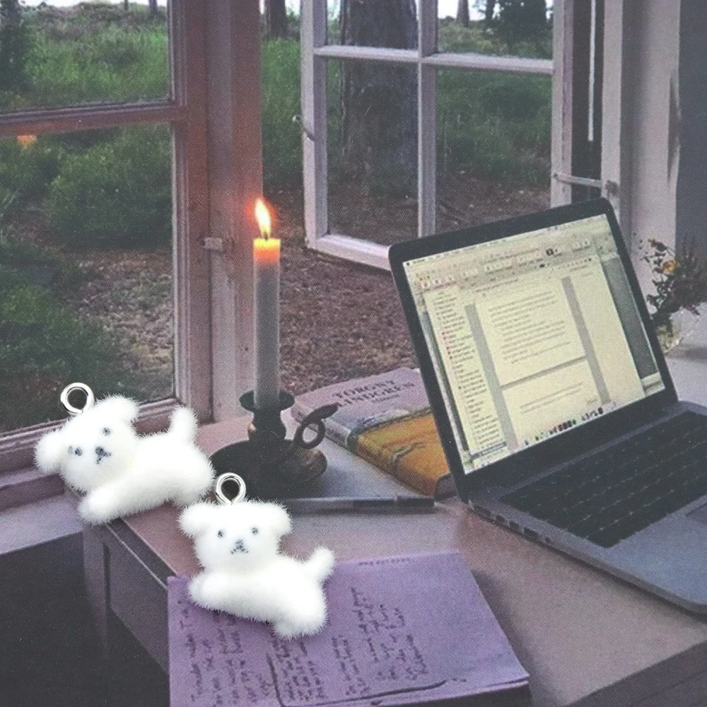 20Pcs 3D Flocking Resin Dog Charms Kawaii Puppy Animal Pendants Accessories for Necklace Earrings Making DIY Jewelry Adornment