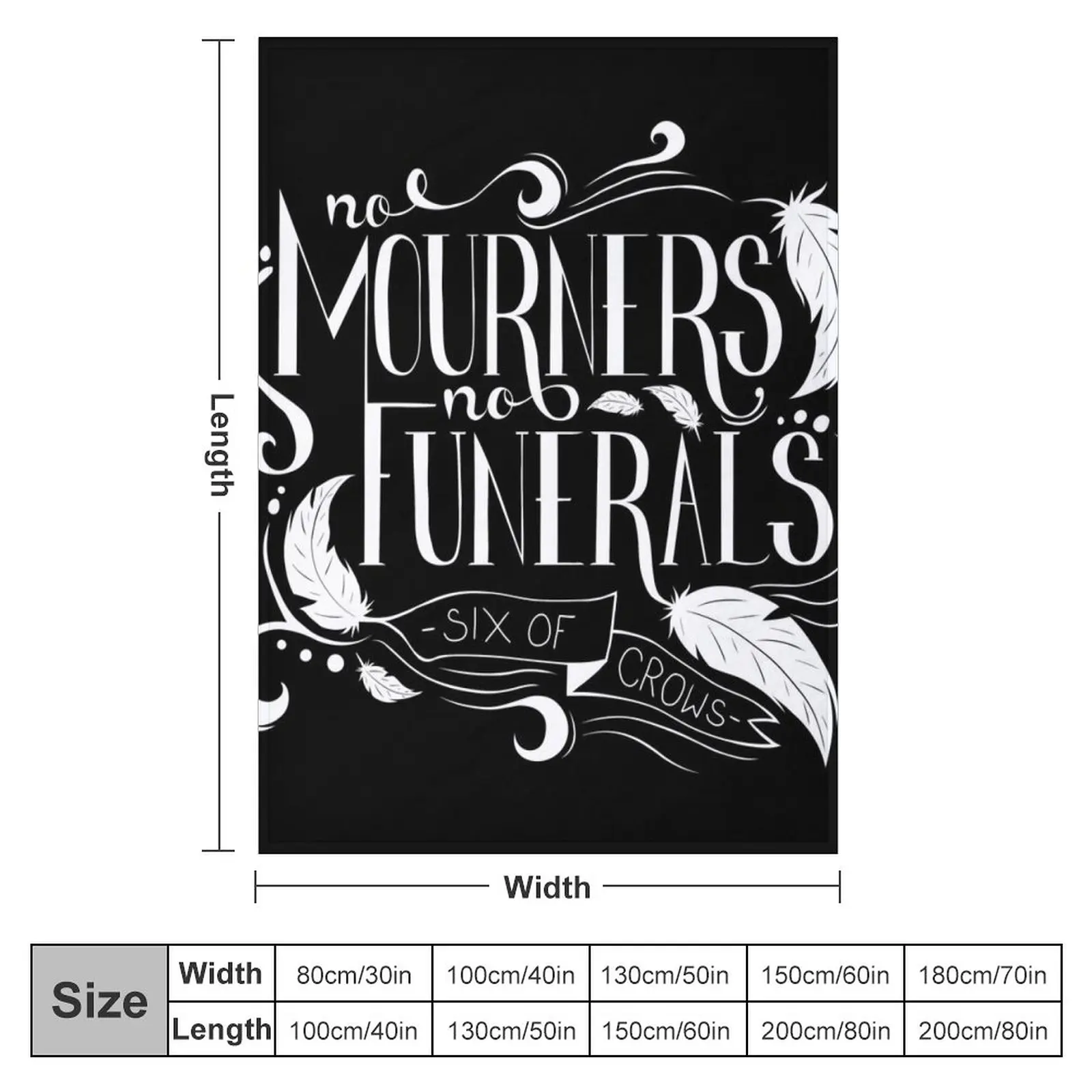 No Mourners. No Funerals Typography Throw Blanket Personalized Gift wednesday Blankets For Bed