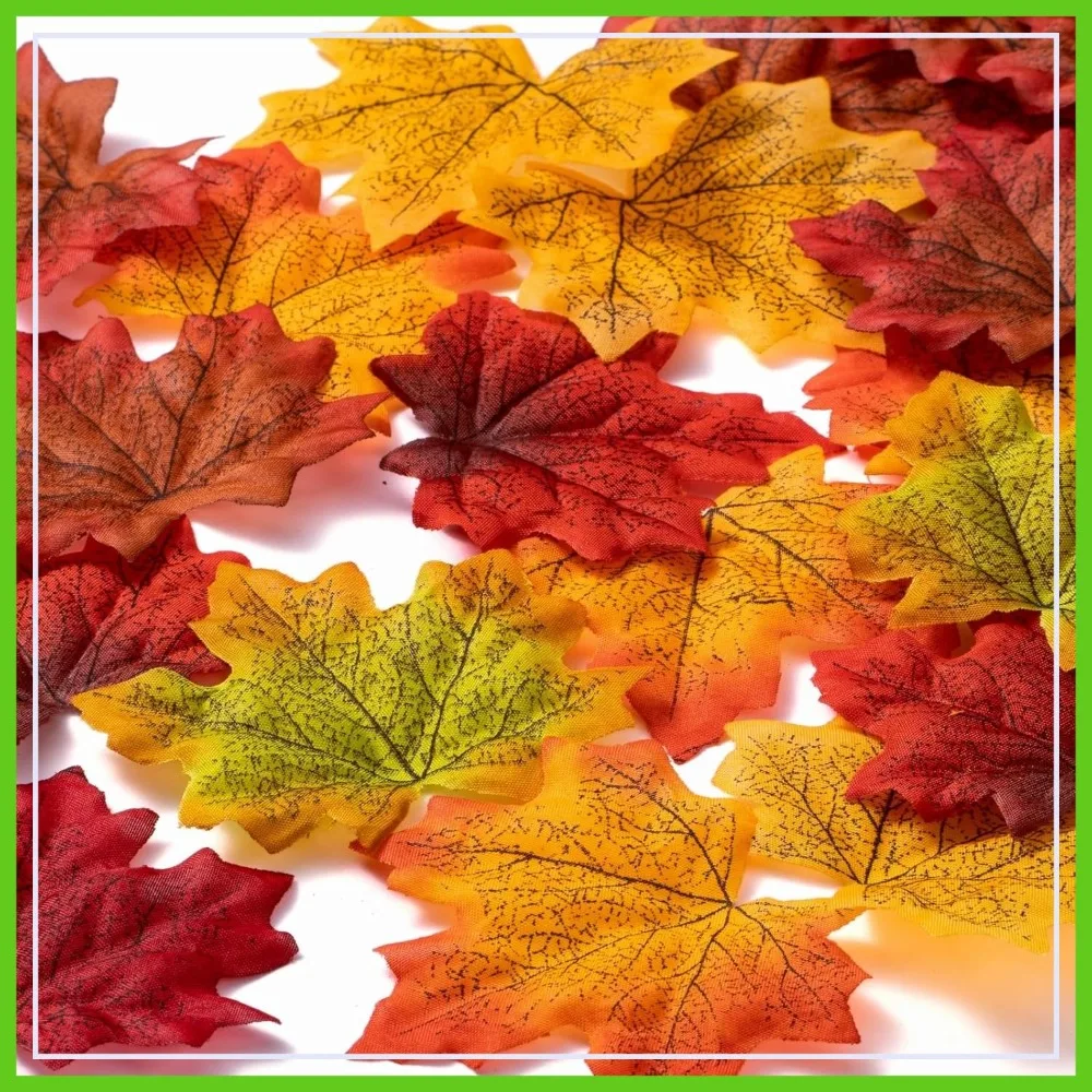 

360 Pcs 8cm/3.1inch Artificial Maple Leaves 6 Colors Fall Decor Thanksgiving Party Table Crafts