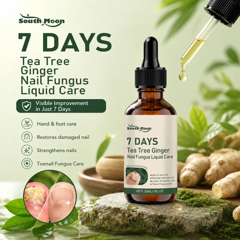 Solución para el Cuidado de Hongos en las Uñas con Árbol de Té y Jengibre, 60 ml, Mantenimiento de la Salud, Reparación de Decoloración y Engrosamiento, Tratamiento para Uñas de Manos y Pies