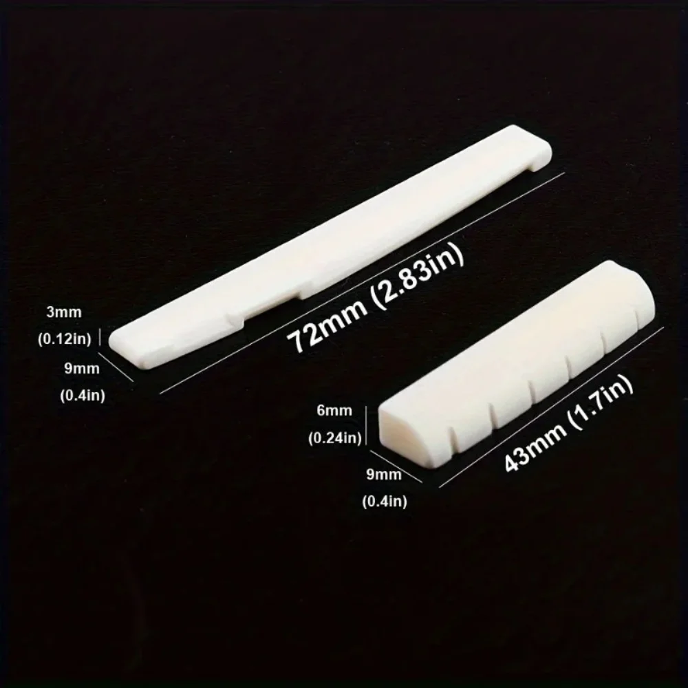 Miwayer Plastic Acoustic Guitar Nut and Saddle Set, Black/White Color Available for Guitar Replacement Upgrade Accessories