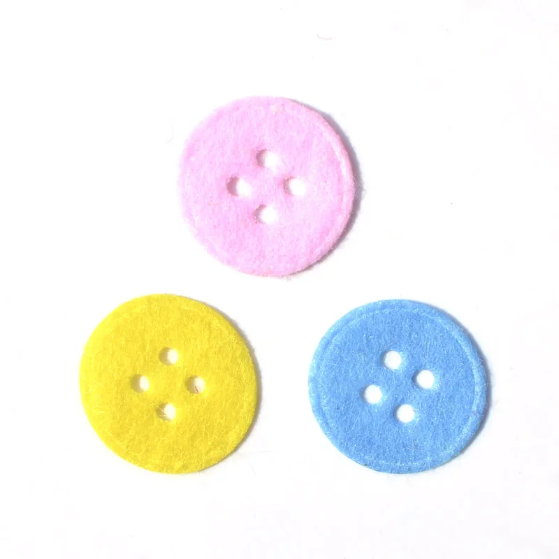 100Pcs 18mm Mixed Round Button Nonwoven Fabric Patches Felt Scrapbooking Accessories Applique for Craft/Clothing