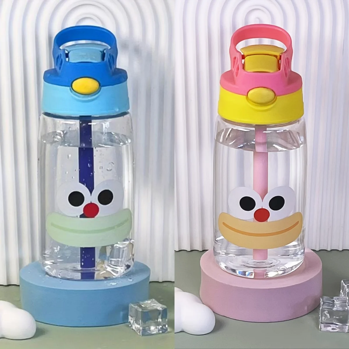 أطفال كوب امتصاص الماء الإبداعية الكرتون تغذية الطفل الكؤوس مع القش مانعة للتسرب زجاجات مياه في الهواء الطلق المحمولة 480 مللي أكواب #2