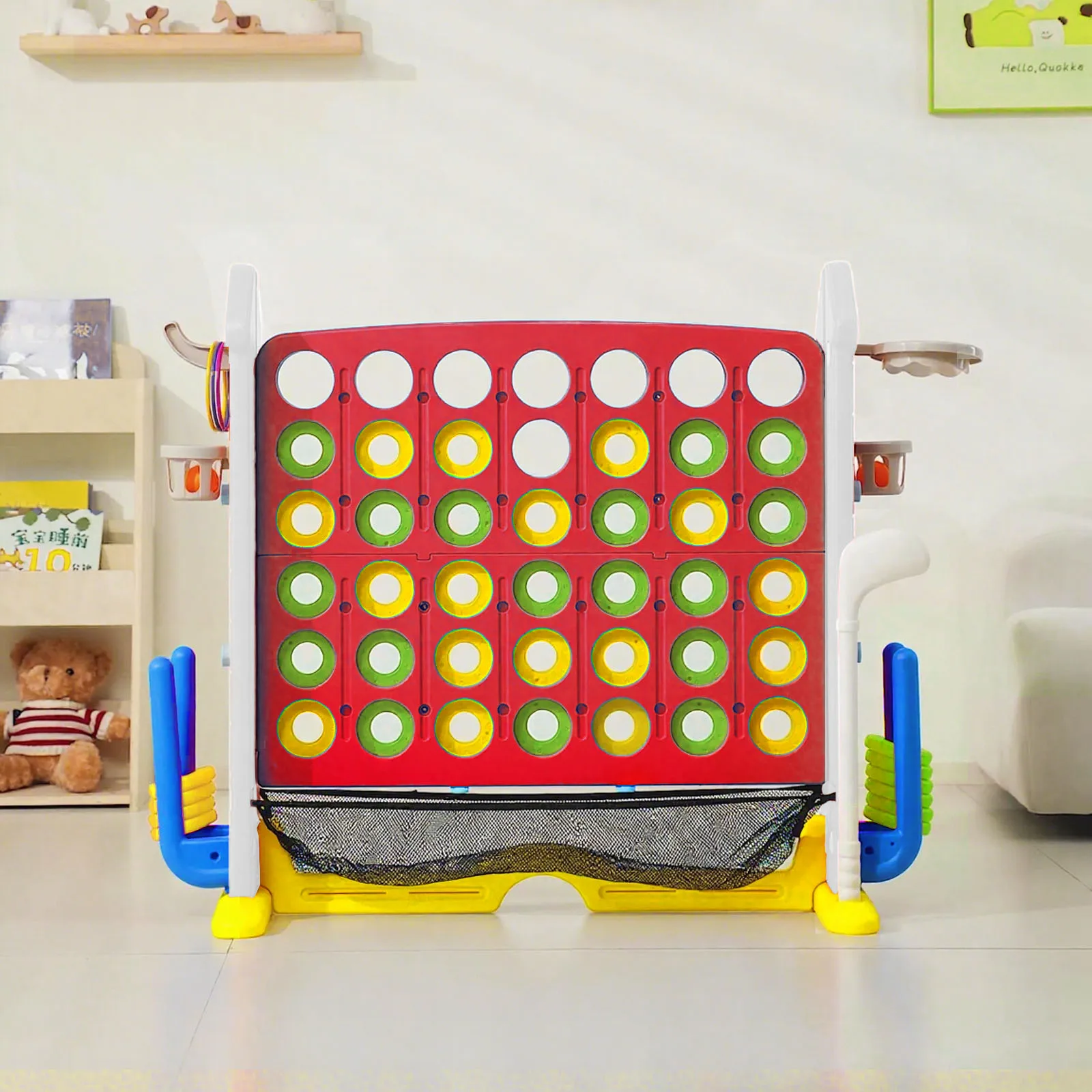 Giant Connect Four Game Set - Height-Adjustable Giant Yard Game, 4-Row Large Floor Connect 4 Game for Backyard & Patio, Family O