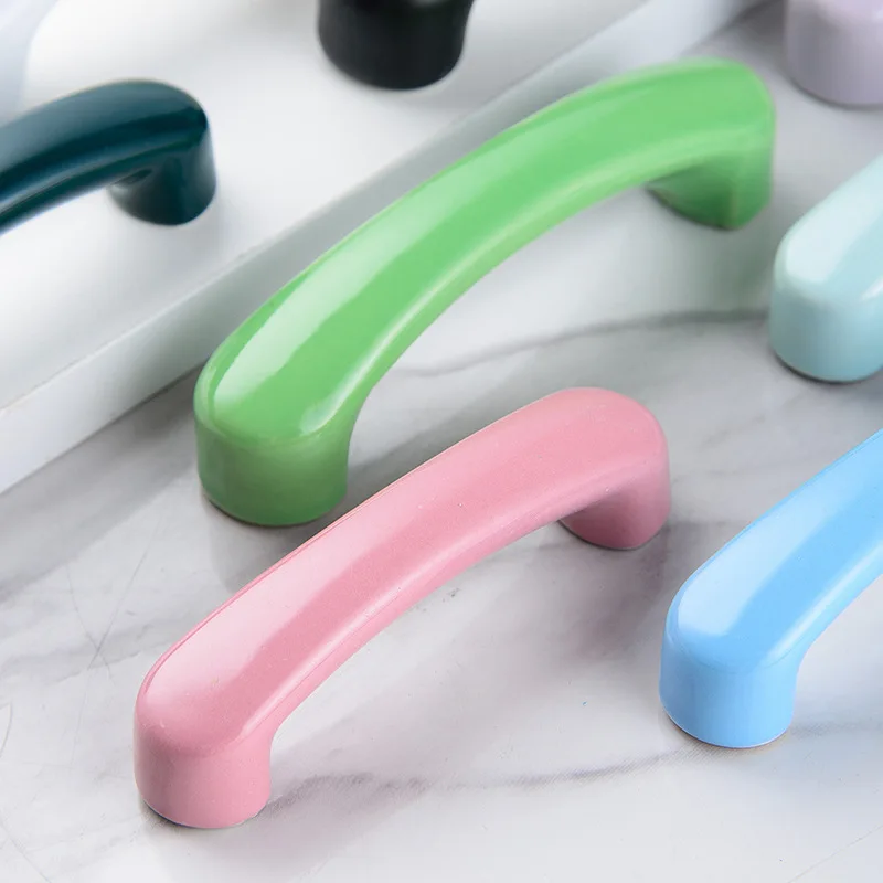 Kenop Lemari Anak Motif Kartun Warna-warni Gaya Nordik, Keramik untuk Lemari Pakaian, Dapur, dan Pintu