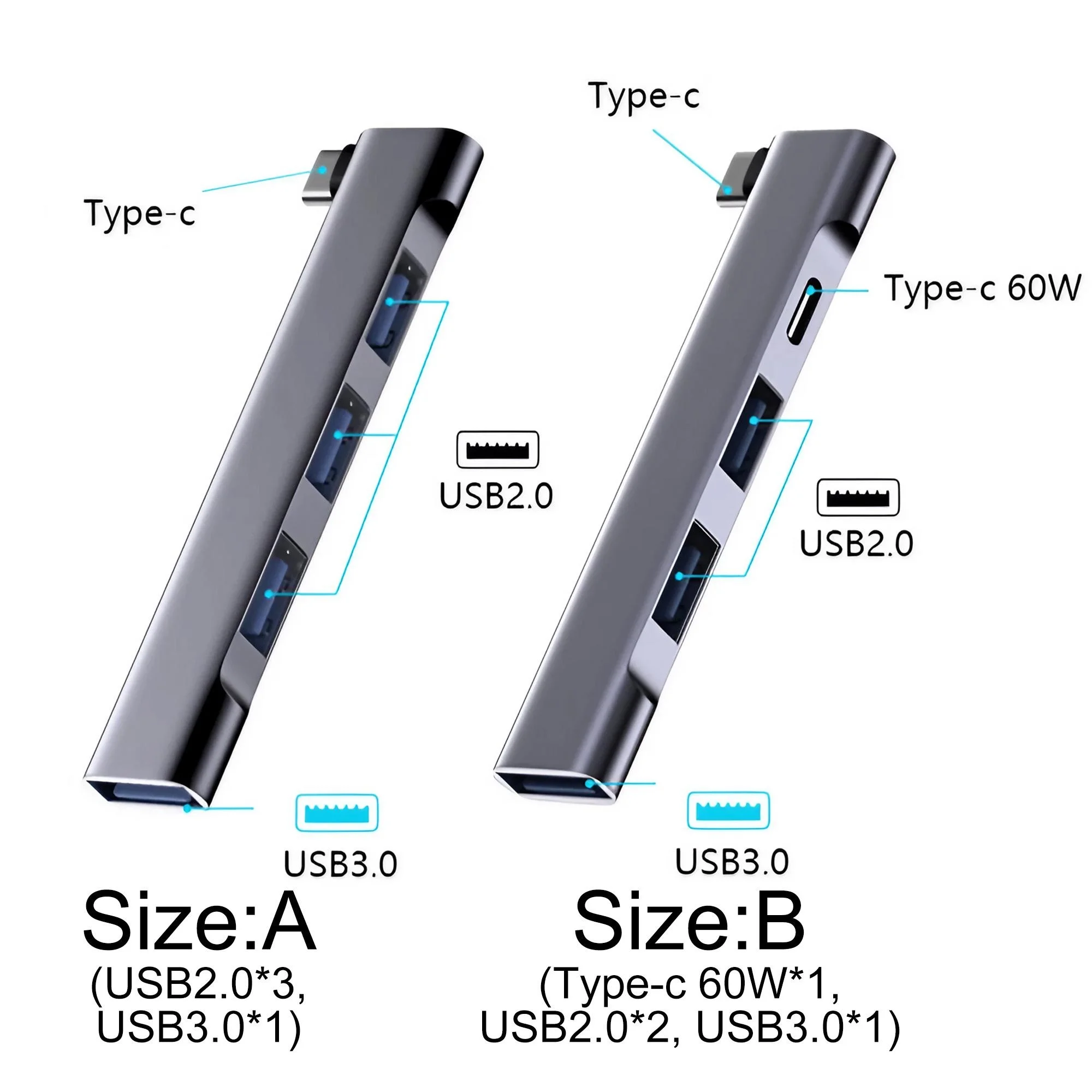 USB C Hub For MacBook Pro 60W PD Charging 4 Port USB 3.0 5Gbps Data Transfer Compact Laptop Docking Station Plug & Play Type C