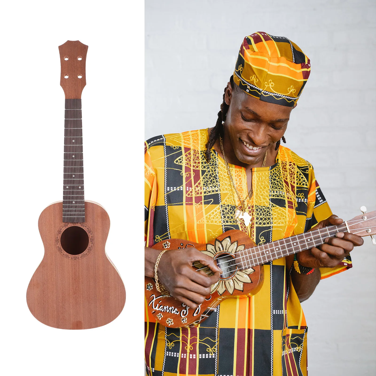 

1Set DIY Ukulele Kit Paintable Ukelele Set Great for Coordination Exercise and Creative Fun Semi-Craft Ukulele Kit