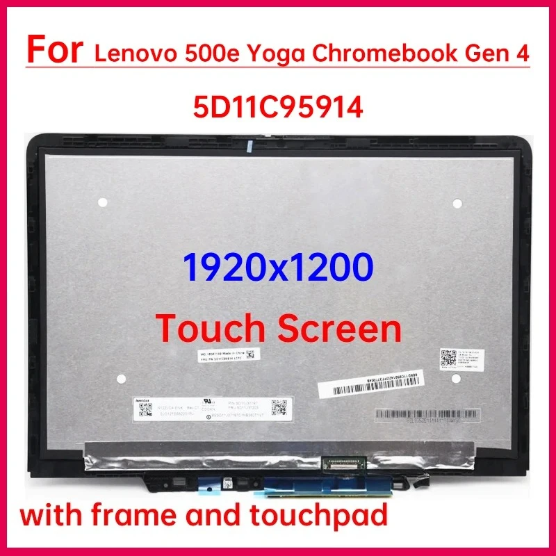 

12.2 Inch Laptop LCD Touch Screen For Lenovo 500e Yoga Chromebook Gen 4 Display Digitizer+Bezel Assembly Replacement 5D11C95914