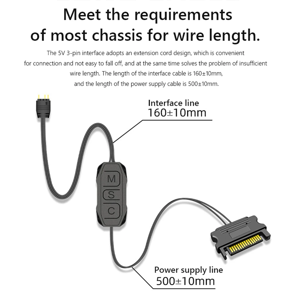Coolmoon AR-1 Rgb Controller Kabel 5V 3 Pin 3pin Naar Sata Argb Mini Controller Hub Adapter Voor Pc Ventilator Koeling Ventilator Lichtstrip