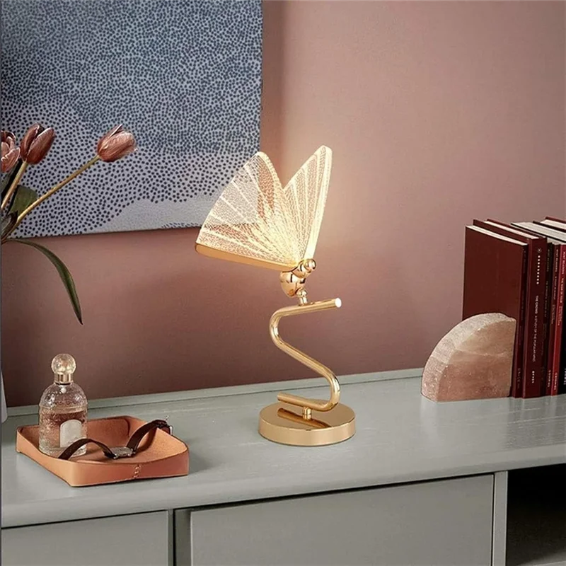 

ABRS-Butterfly Decorative Lamp 6W LED Desk Lamp For Living Room Energy-Saving Modern Floor Lamp For Bedroom Office EU Plug