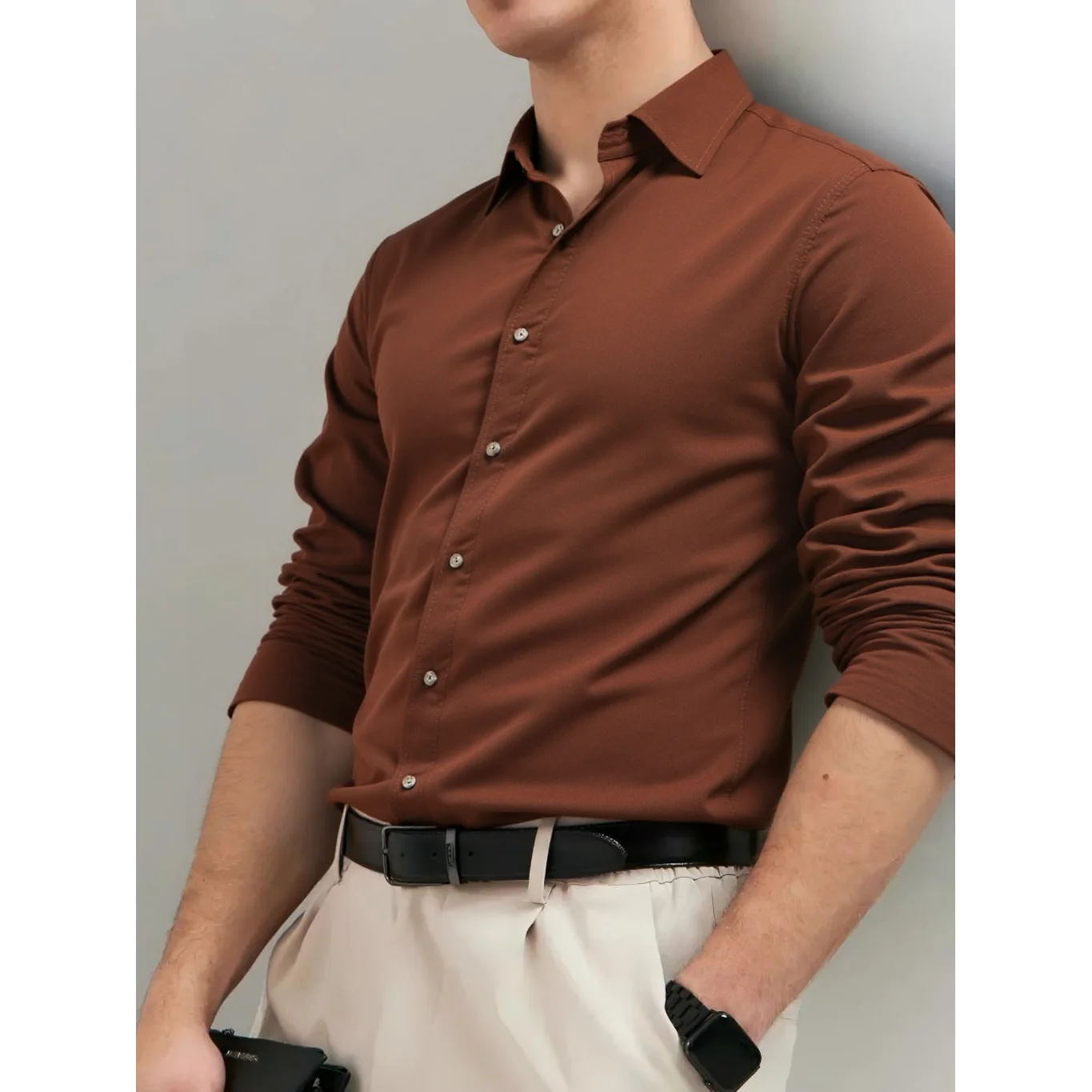 AIOPESON Corduroy Shirt Men Heavyweight 100% Cotton Autumn Winter Solid Color Business Casual Long Sleeve Classic