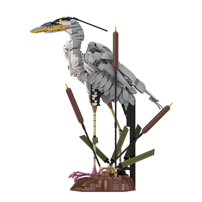 

MOC Ardea Cinerea Building Blocks Model Birds Animals Grey Heron Bricks Assembly Educational Toys Kids DIY Birthday Gifts