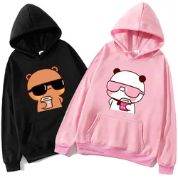 Couple Hoodies Bubu Is Watching Movie With Dudu Autumn Winter Sweatshirt Cartoon Kawaii Pullover Harajuku Men Women Sudaderas