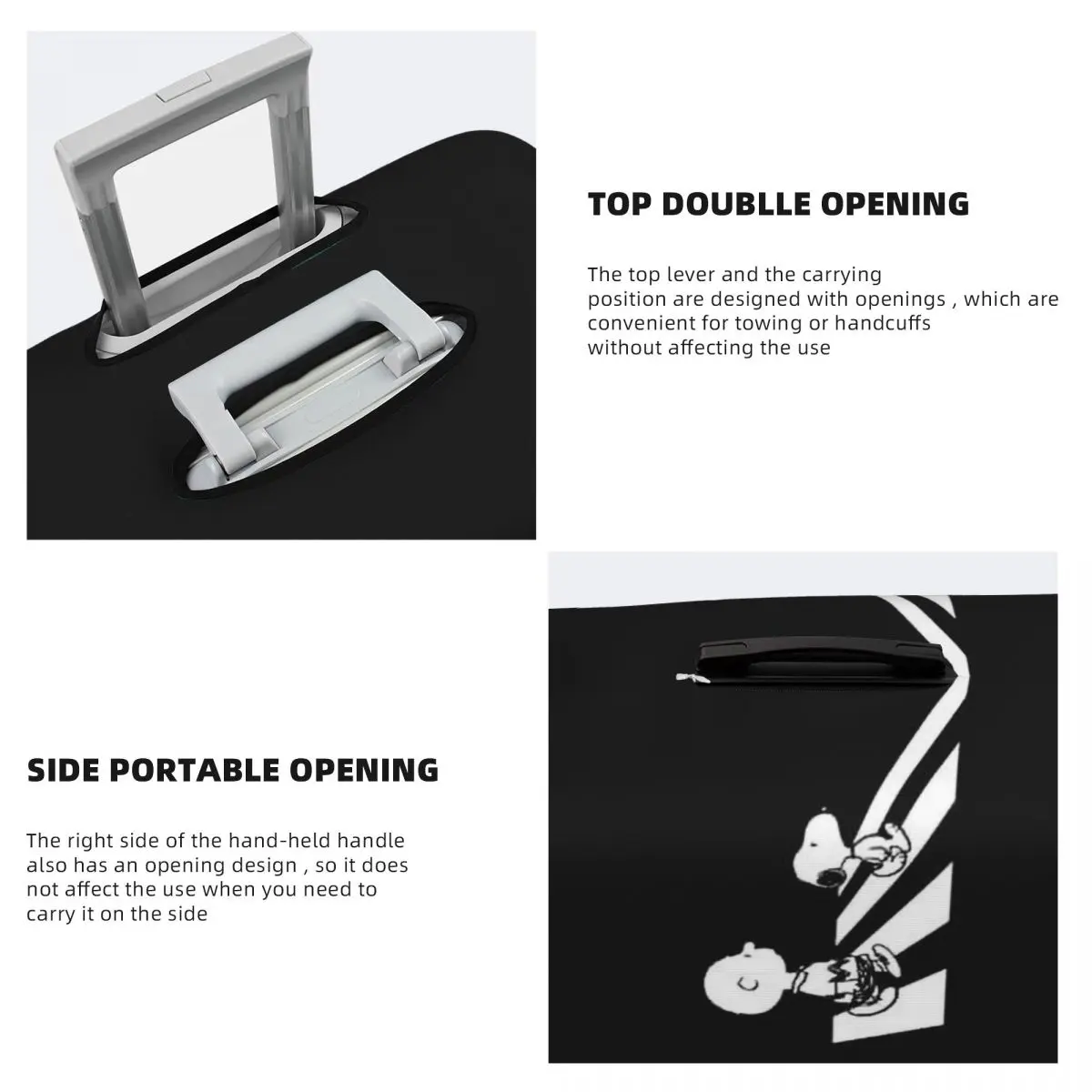 Personalizado rock tees grupo caminhada s-noopys capa de bagagem de viagem elástica cão mala capa protetor caber 18-32 Polegada