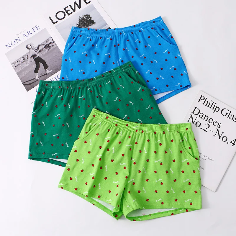 Men\'s Loose Arrow Pants with Pocket Cotton Mid Waist Printed Boxer Adult Large Size Comfortable Pajama Summer Homewear Shorts