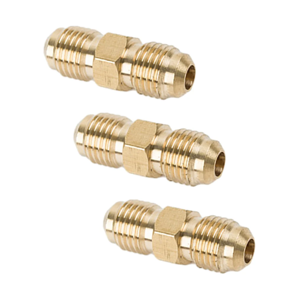 

3pcs Gas Hose Connector 1/4" Brass Left Double Nipple Coupling Propane Gas Threaded Nut For Propane And Gas Application