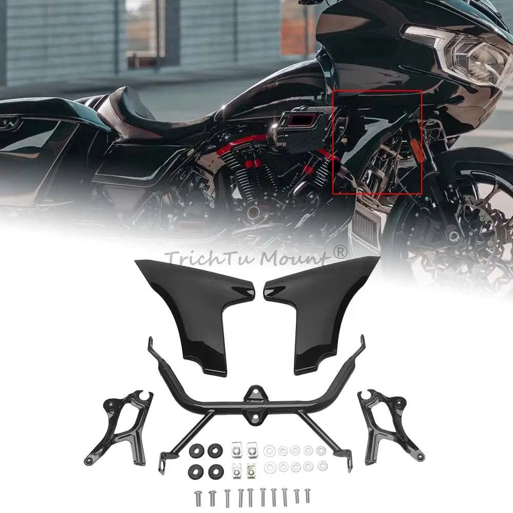 

Motorcycle Side Fairing Panel with Bracket Kit Gloss Black Fit For Harley Road Glide CVO/SE FLTRXSE 2023 2024-later Accessories