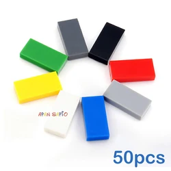50pcs/lot DIY Blocks Building Bricks Smooth 1X2 Educational Assemblage Construction Toys for Children Size Compatible With Brand